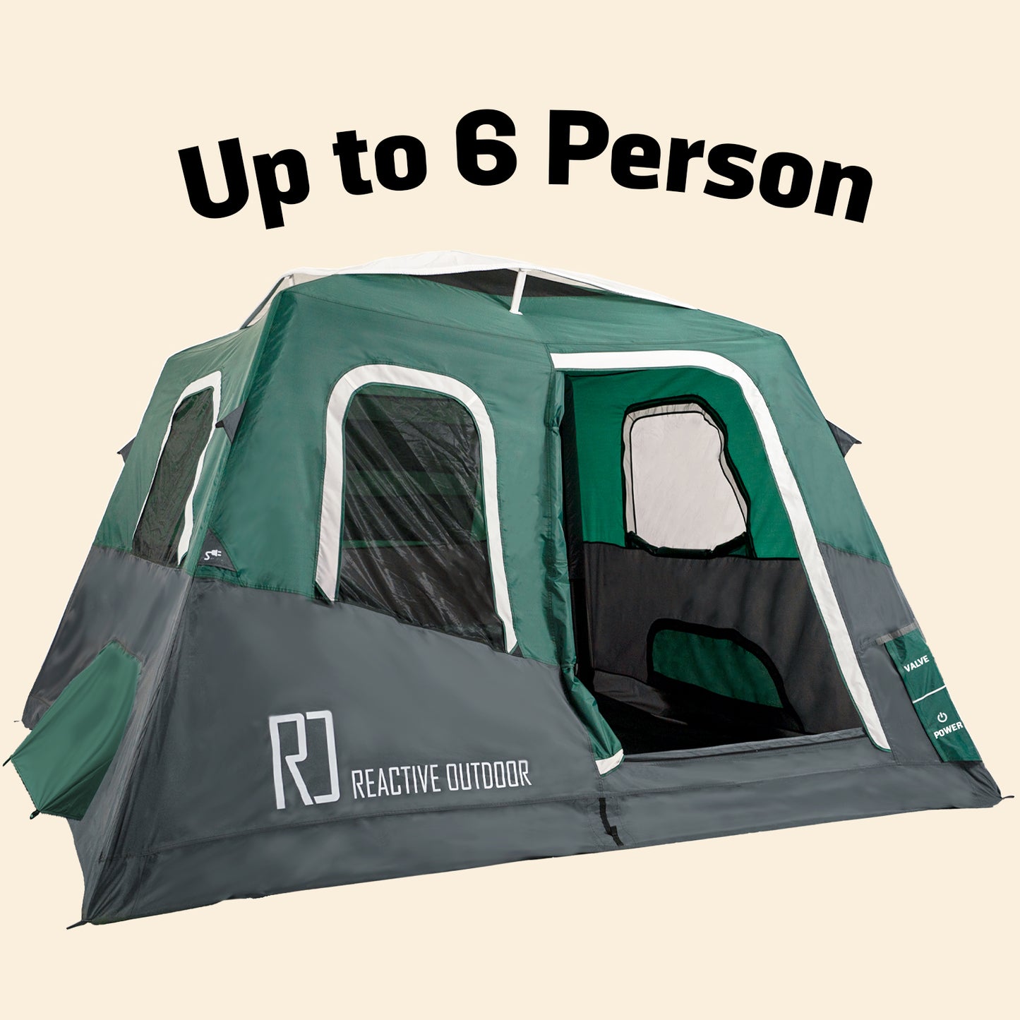 2-Step Cabin Tent – Grande taille + Bâche de camping OFFERTE (jusqu’à 6 personnes, FR).