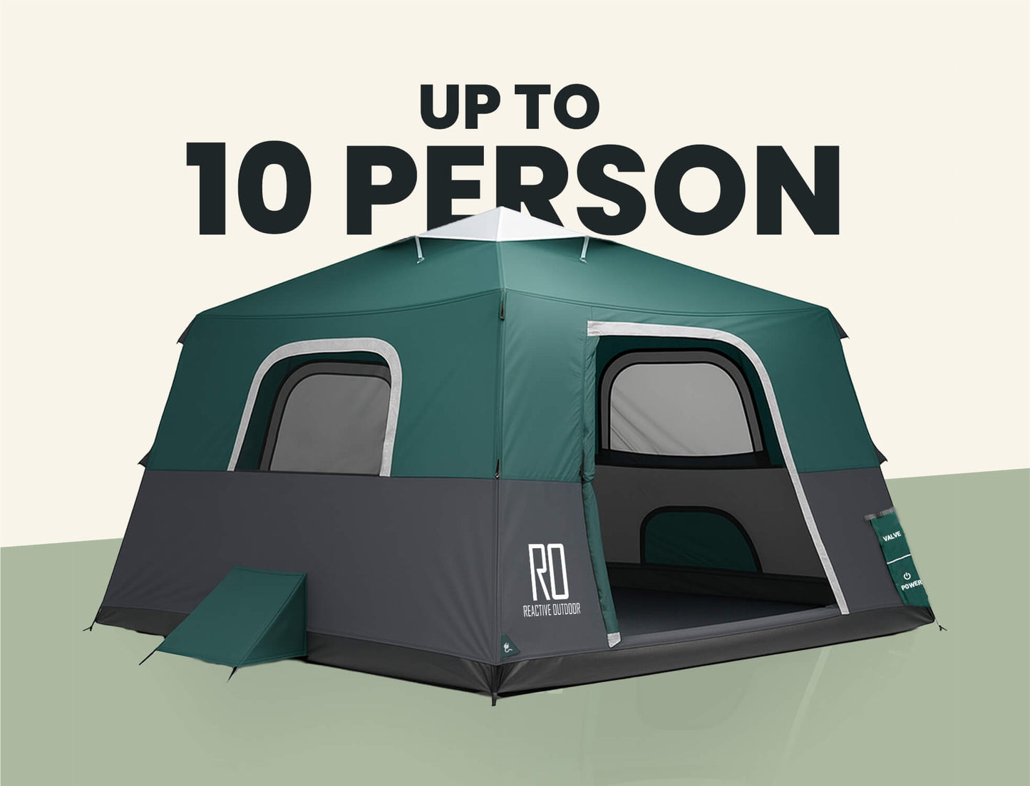 Extra Large-Sized 2 Step Cabin Tent + FREE Camping Tarp (Up To 10 Person, UK).