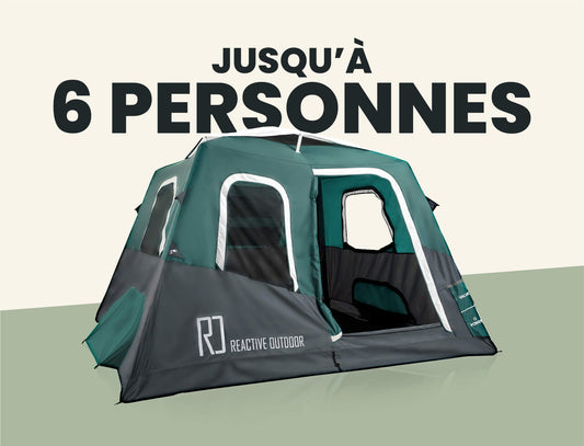 2-Step Cabin Tent – Grande taille + Bâche de camping OFFERTE (jusqu’à 6 personnes, FR)