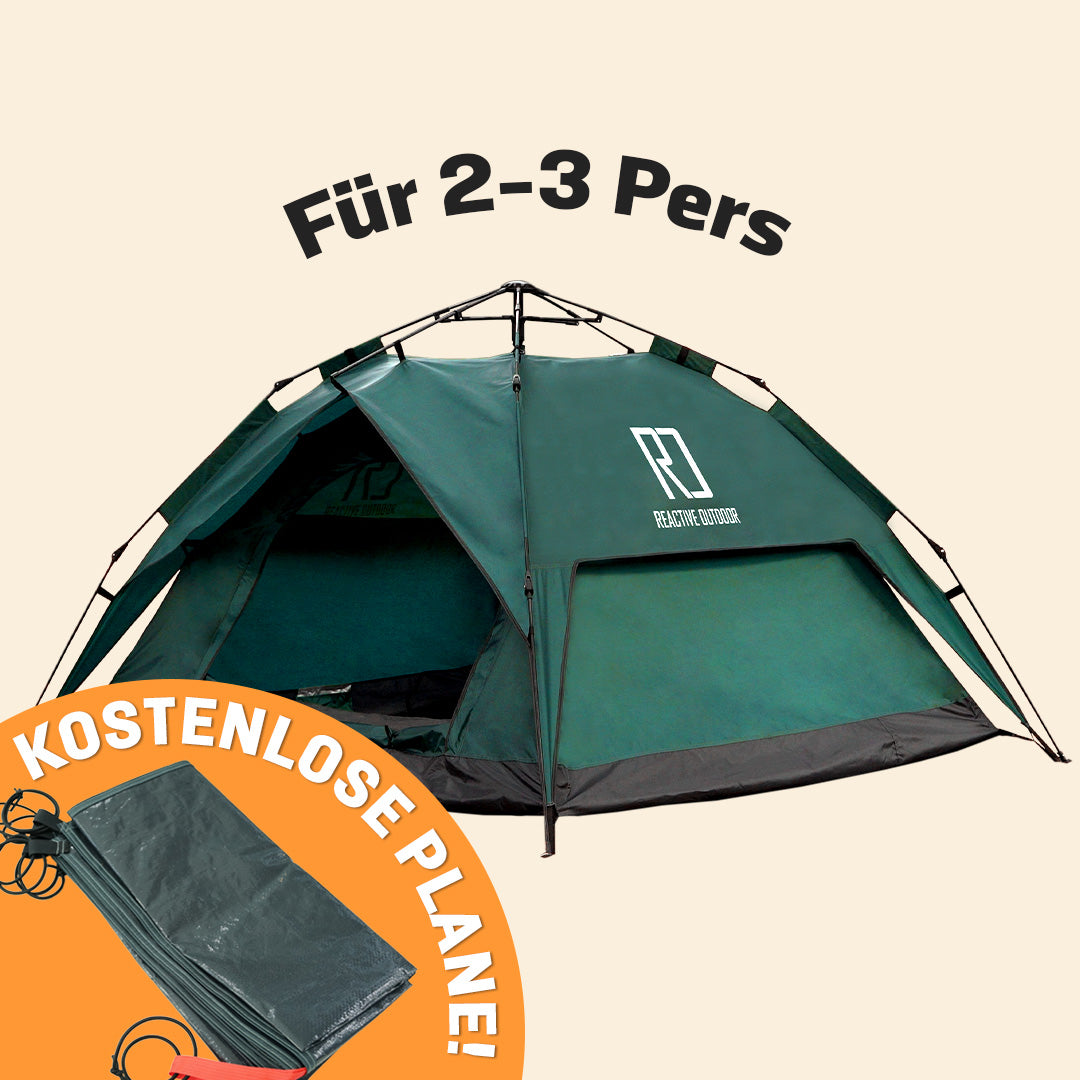 Großes 3-Sekunden-Zelt + GRATIS Campingplane (Für 2-3 Pers).