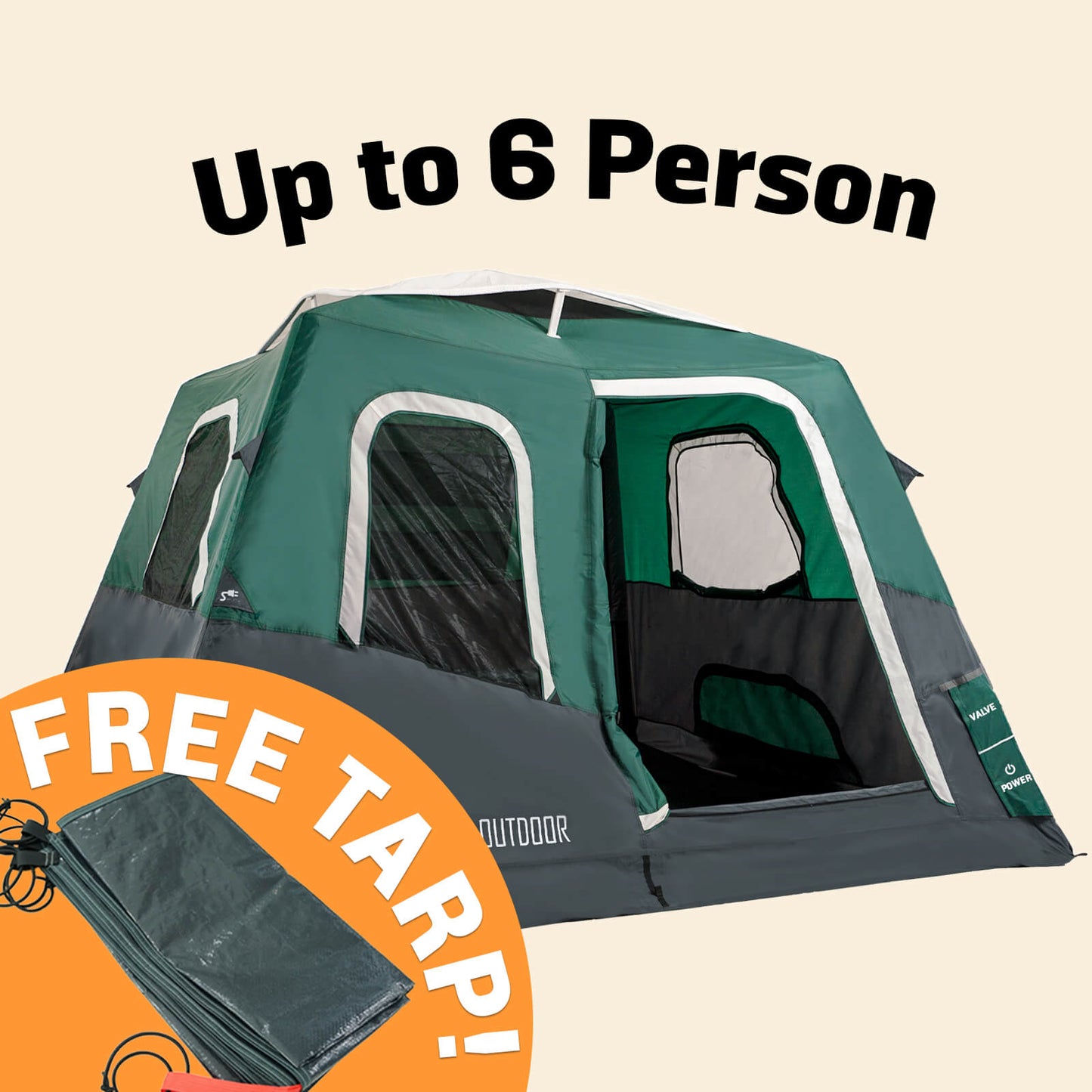 Large-Sized 2-Step Cabin Tent (Up To 6 Person).